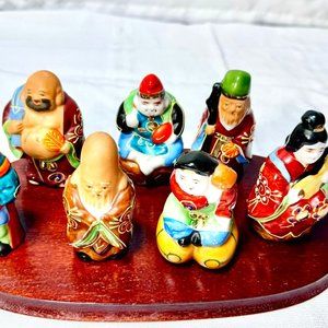 Vintage Japonese 7 seven Lucky Kutani Porcelain Collection.